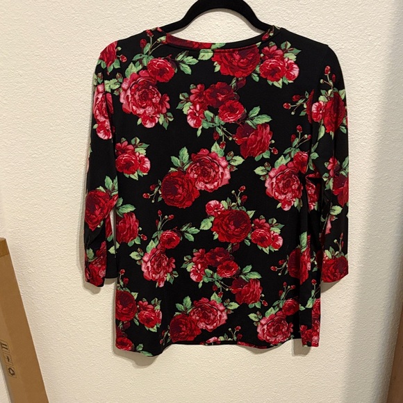 Cato Black Floral Long Sleeve Top - Picture 3 of 3
